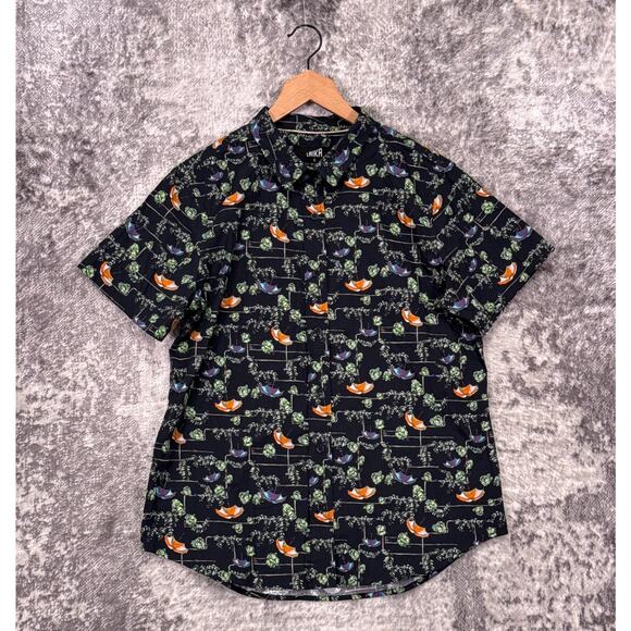 WILDFANG The Essential Button Up Shirt Large Womens Laika Collab Umbrella Print - Picture 1 of 8